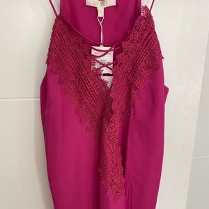 WAYF brand new pink crochet and laced tank top